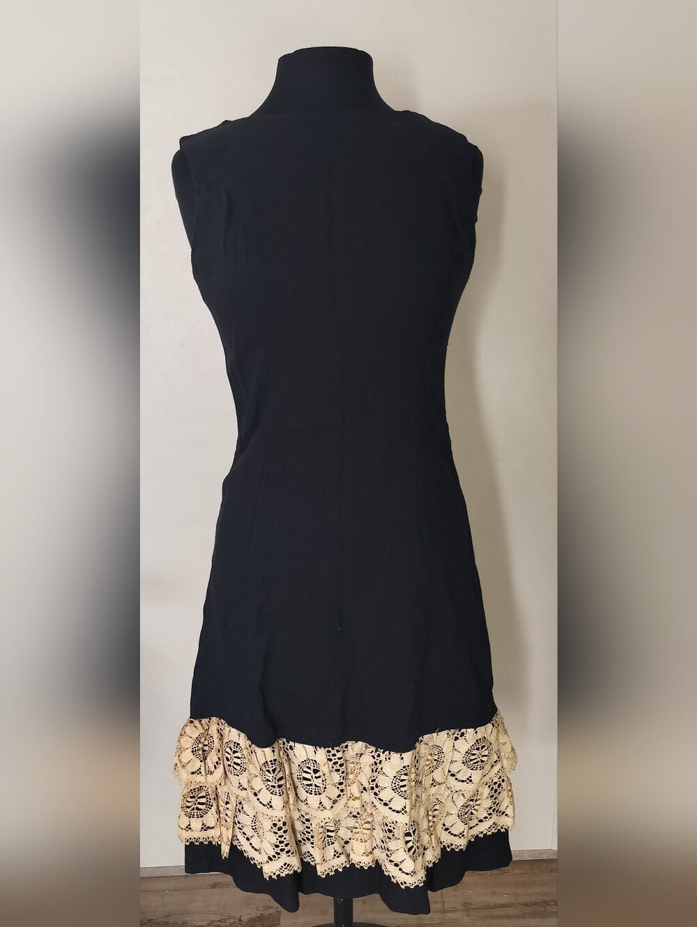 Stanley Black Mini Dress with Cream Lace Hem